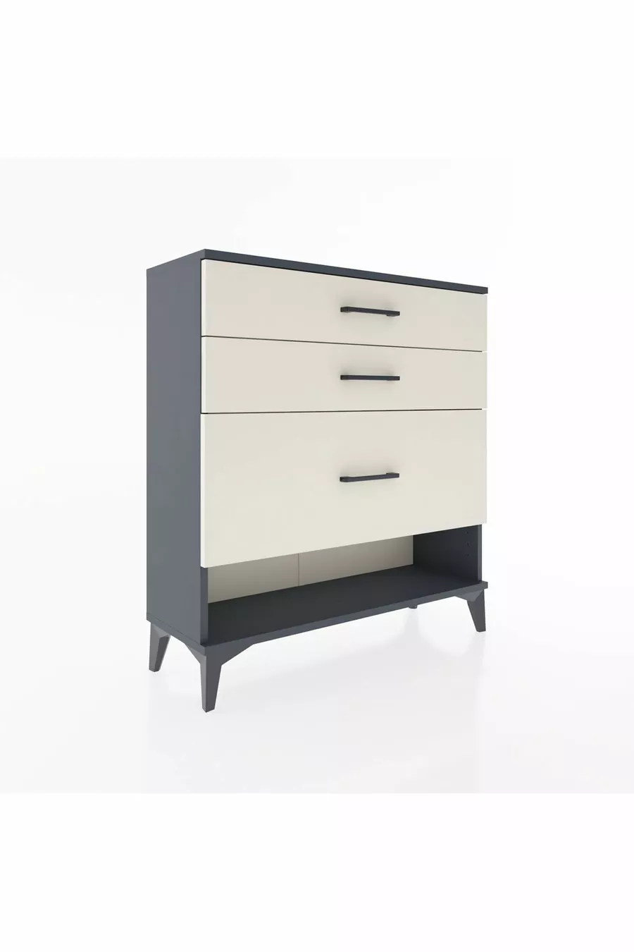Commode Arges 3 tiroirs Anthracite-Pierres de lune
