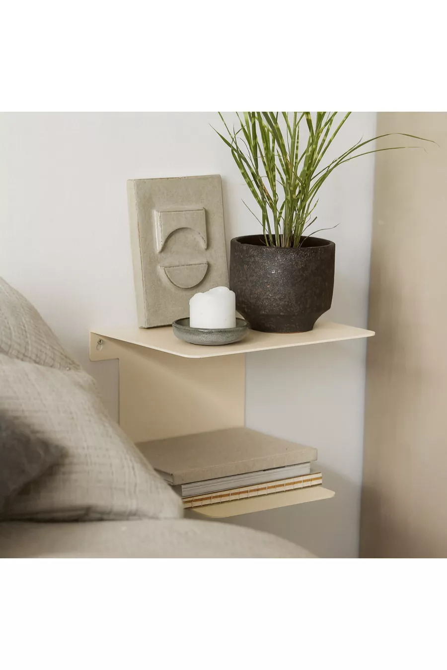Table de chevet Vare Metal, table de chevet moderne, étagère d'accessoires, table de chevet avec étagère