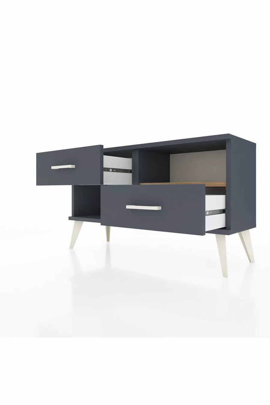 Commode Arges à une étagère et 2 tiroirs Anthracite-Sapin/Anthracite