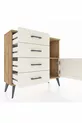 Commode Arges à une étagère, 4 tiroirs et une porte, pin et pierre de batte