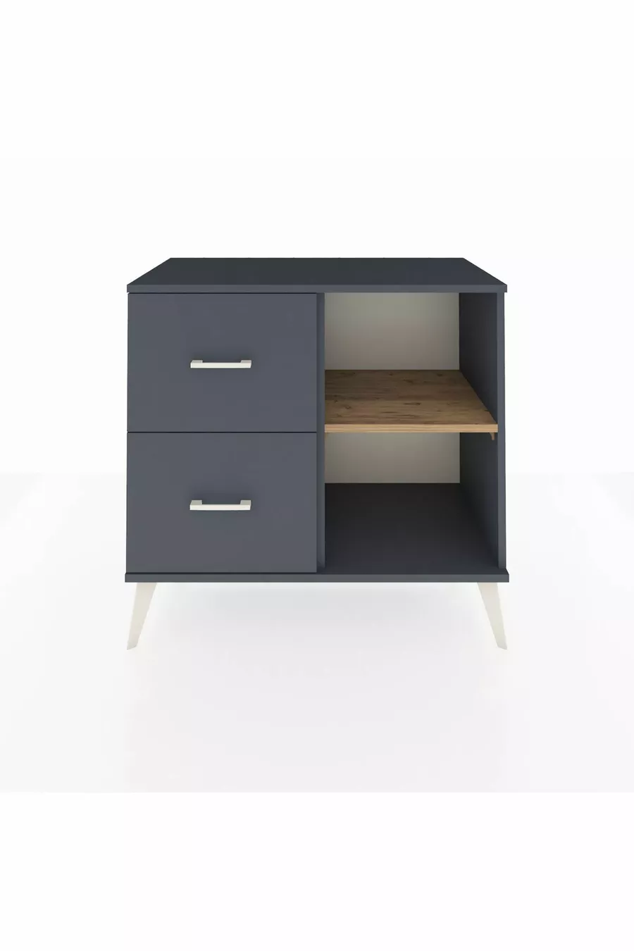 Commode Hyperion à une étagère et 2 tiroirs Anthracite-Sapin/Anthracite
