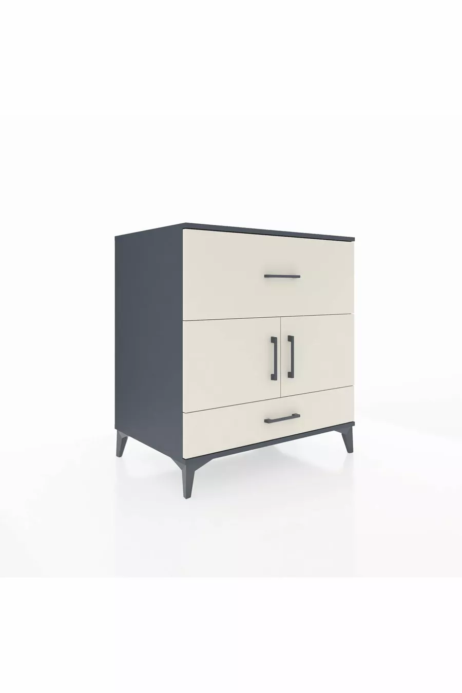 Commode Kronos avec une étagère, 2 tiroirs et 2 portes, anthracite-pierre de lune