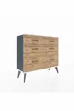 Commode Arges 6 tiroirs Anthracite-Gris pierre / Pin