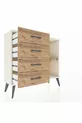 Commode Arges à une étagère et 4 tiroirs en pierre d'onyx et pin