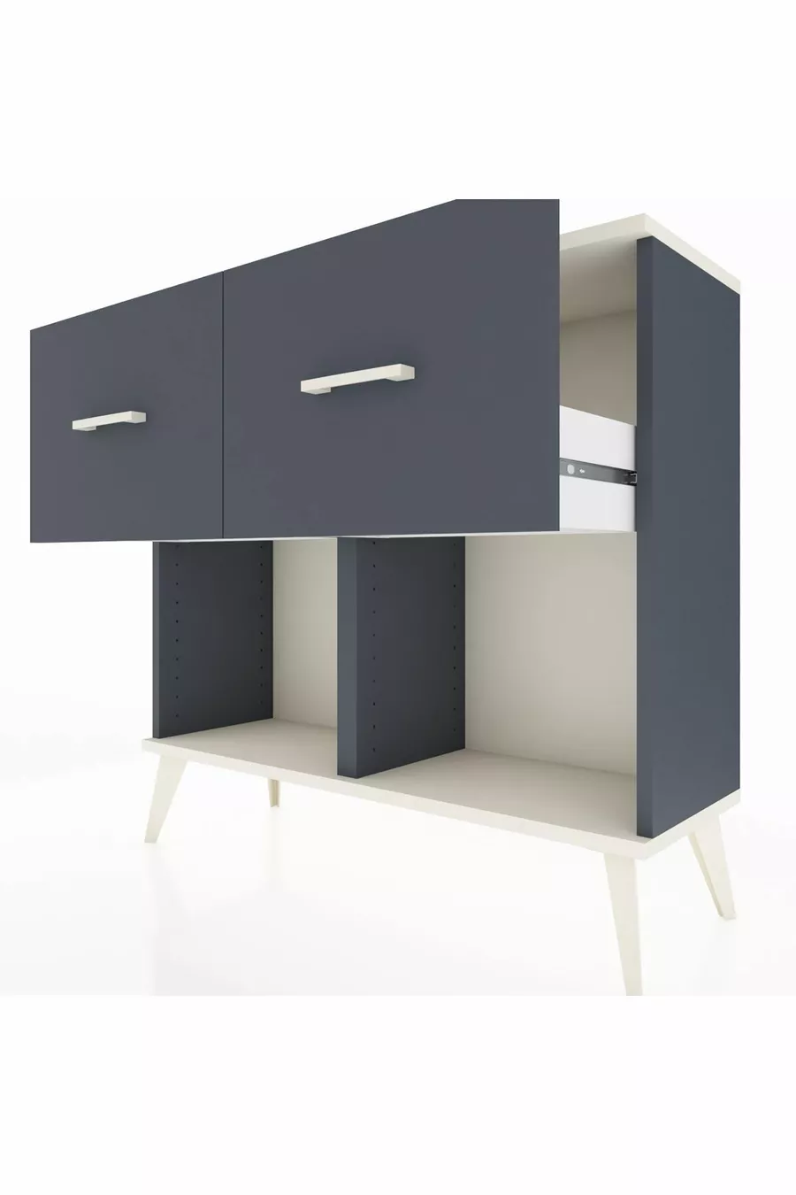 Commode Arges 2 tiroirs Anthracite-Pierre de Lune/Anthracite