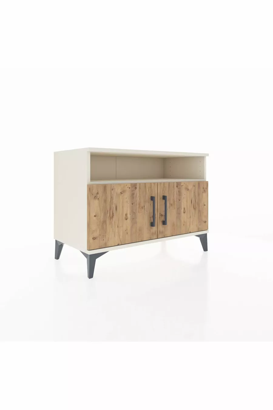 Commode Hyperion 2 étagères 2 portes Pierre de lune-Pin