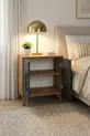 Table de chevet classique Lumen à 2 portes avec étagère, anthracite - Pin