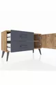 Commode Arges avec une seule étagère, 2 tiroirs et une porte, Pin-Pin/Anthracite