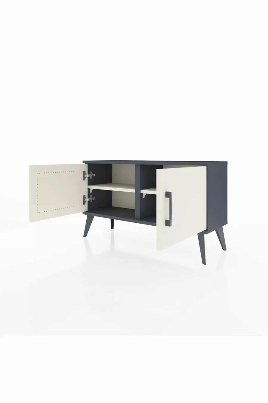 Commode Arges 2 étagères 2 portes Anthracite-Pierre de lune