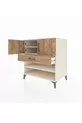 Commode Kronos avec 3 étagères, 1 tiroir et 2 portes, Pierre de Lune-Sapin