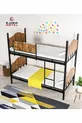 Lit superposé métal et bois Noir-noix (SANS MATELAS)