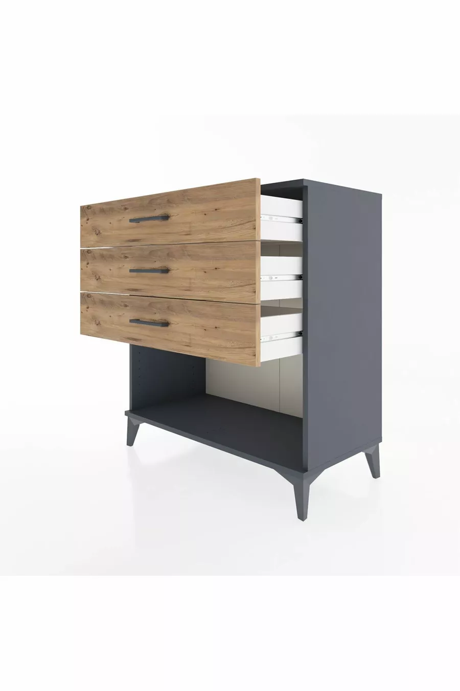 Commode Hyperion 3 tiroirs Anthracite-Sapin