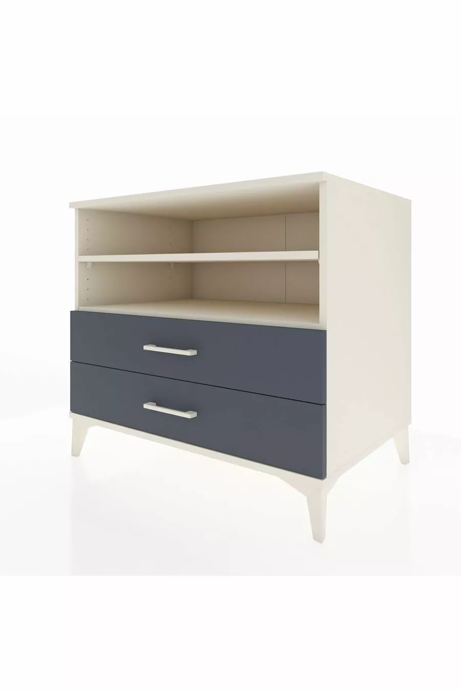 Commode Kronos 2 étagères 2 tiroirs Pierre de lune-Anthracite