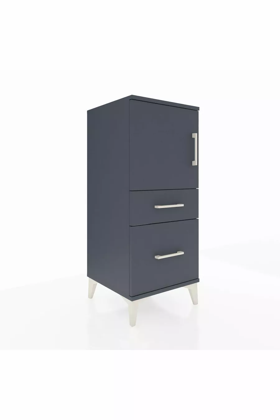 Chevet Hyperion avec 2 étagères, 2 tiroirs et 1 porte, Anthracite-Anthracite
