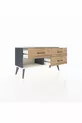 Commode Arges 3 tiroirs Anthracite-Gris pierre / Pin