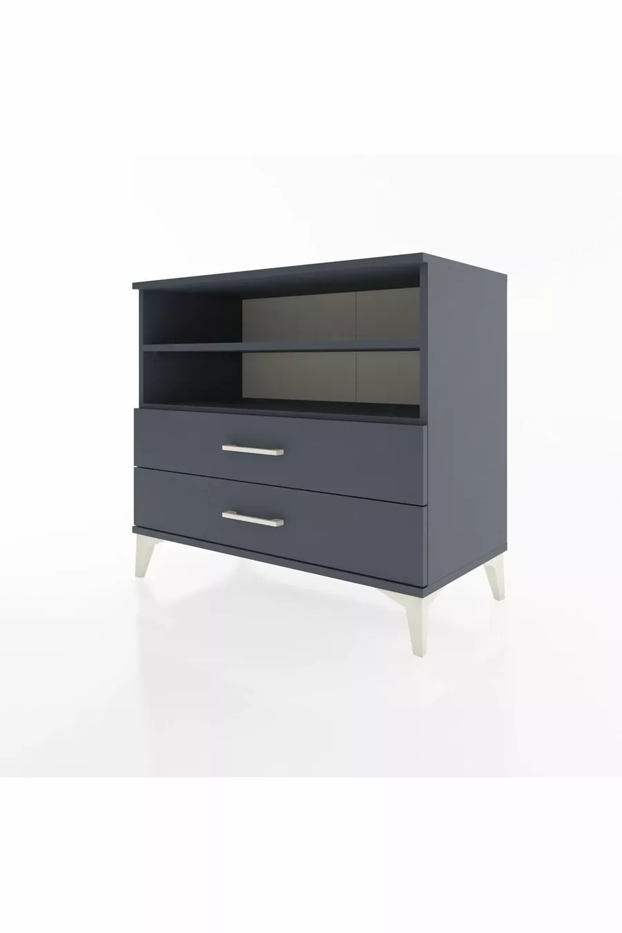 Commode Hyperion 2 étagères 2 tiroirs Anthracite-Anthracite