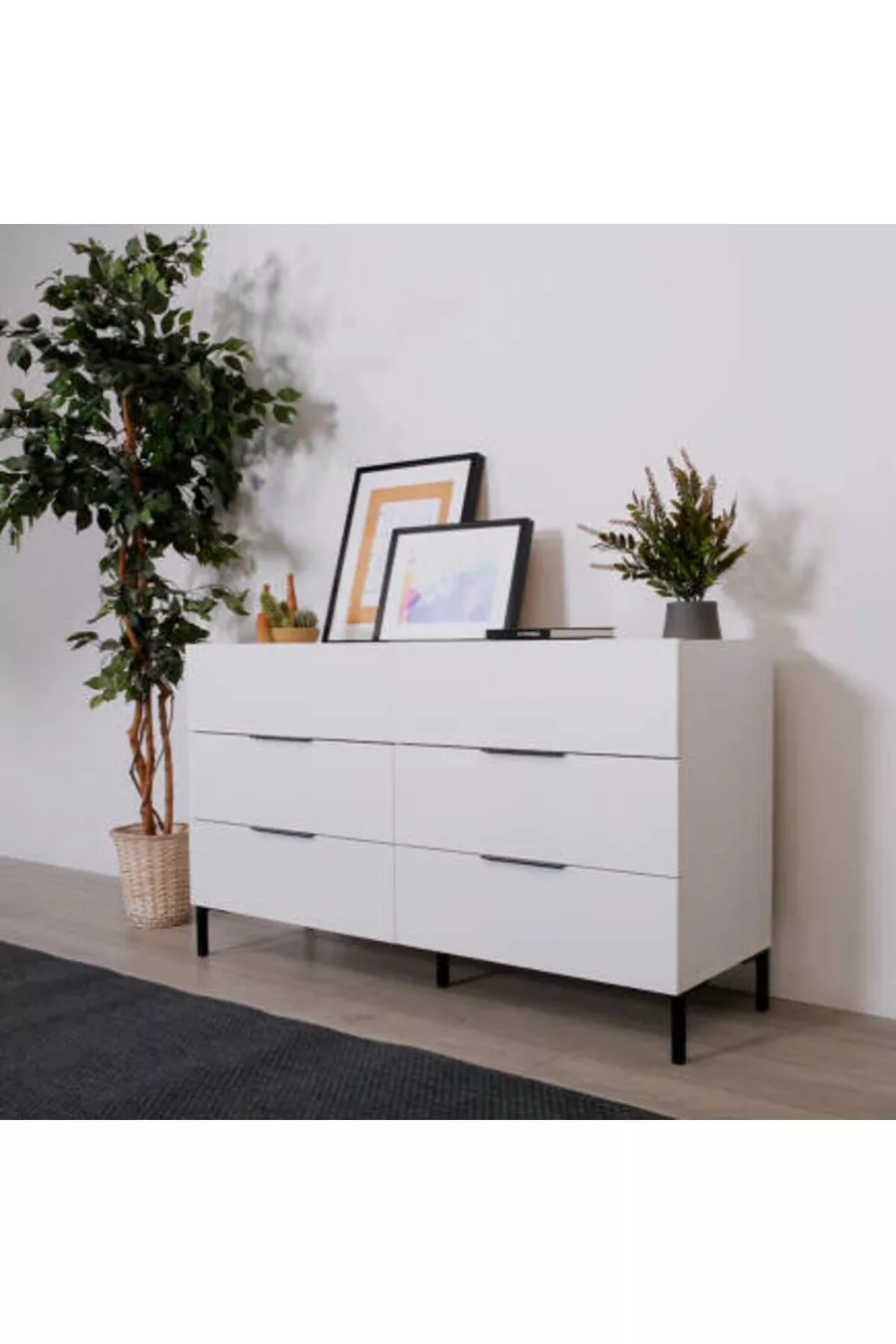 Commode Oryana à 6 tiroirs - Blanc Lac Mat cm