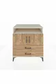 Commode Kronos avec 3 étagères, 2 tiroirs et 2 portes, Pierre de lune-Pin
