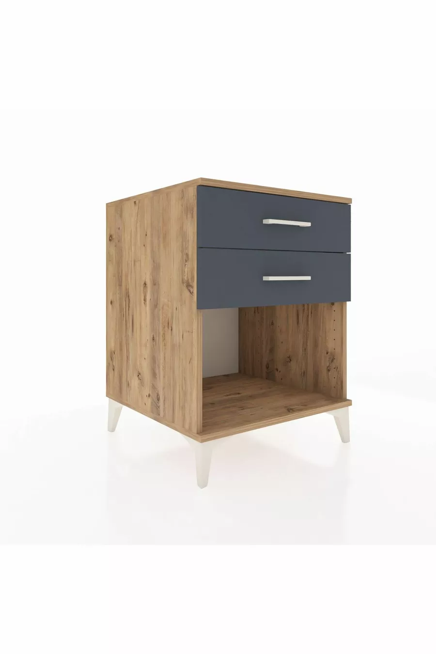Chevet Kronos 2 tiroirs Pin-Anthracite
