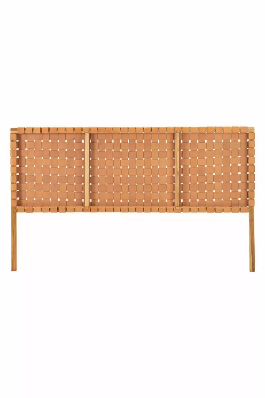 Tête de lit en cuir véritable avec tissage en bois