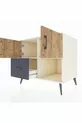 Commode Kronos avec 2 étagères, 1 tiroir et 2 portes, Albâtre-Pin/Anthracite