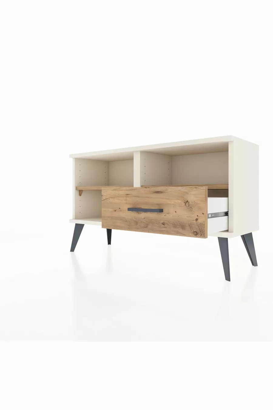 Commode Arges 2 étagères 1 tiroir Pierre de lune-Épicéa