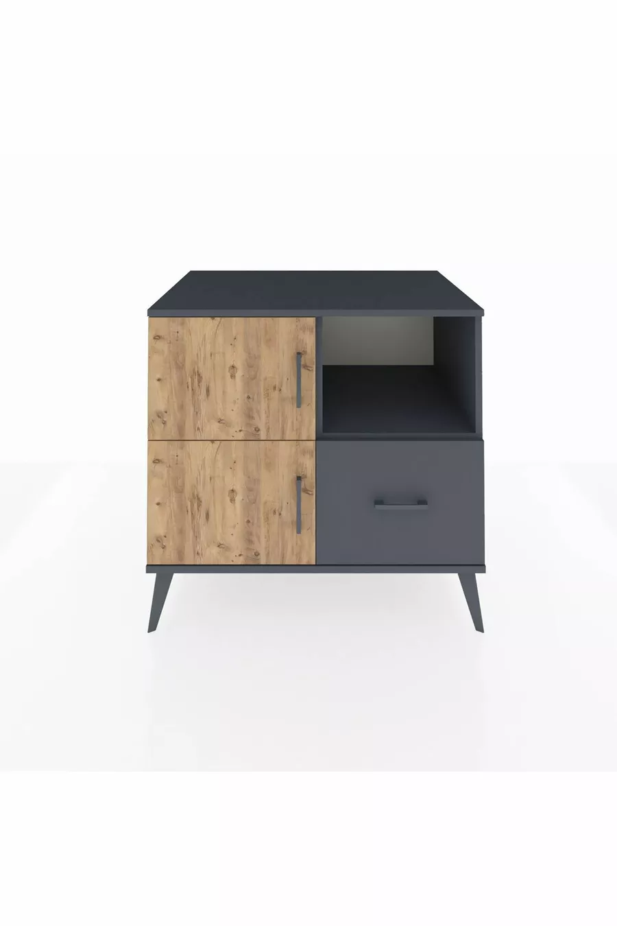 Commode Kronos 2 étagères, 1 tiroir, 2 portes, Anthracite-Sapin/Anthracite