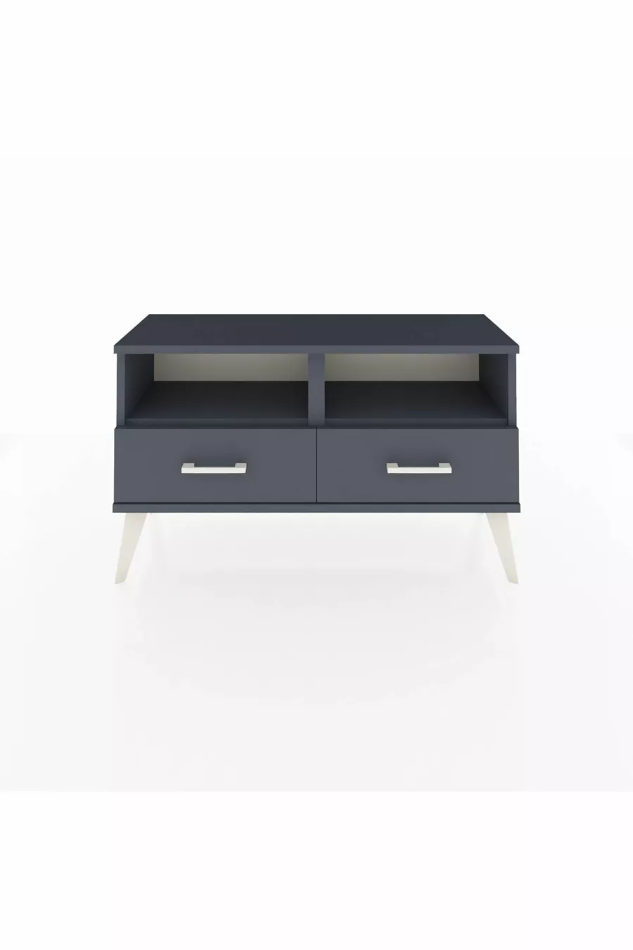 Commode Arges 2 étagères 2 tiroirs Anthracite-Anthracite