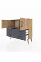 Commode Arges 2 étagères, 4 tiroirs, 2 portes, Pin/Anthracite