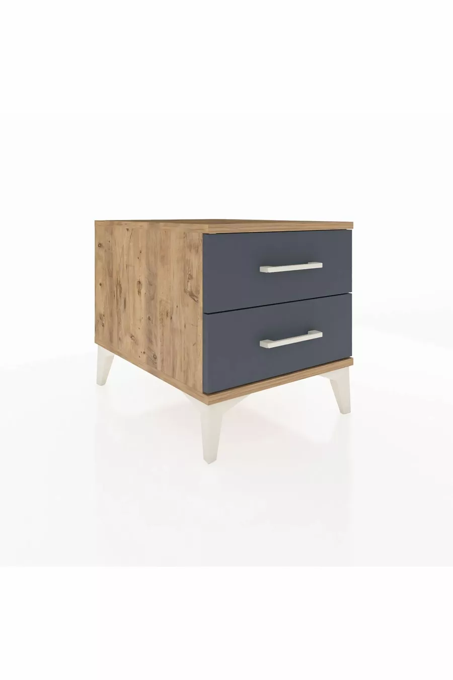 Chevet Kronos 2 tiroirs Pin-Anthracite