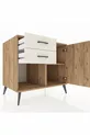 Commode Kronos avec une seule étagère, 2 tiroirs et une porte, Pin-Pin / Nacré