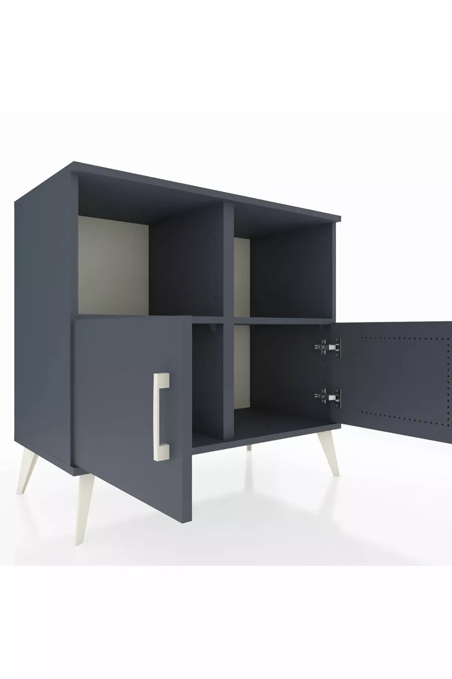 Commode Hyperion 2 étagères 2 portes Anthracite-Anthracite
