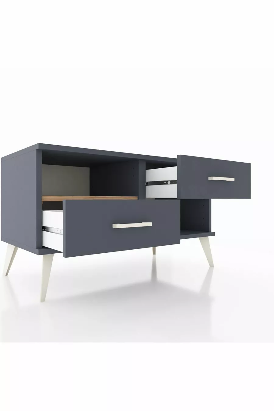 Commode Hyperion à une étagère et 2 tiroirs Anthracite-Sapin/Anthracite