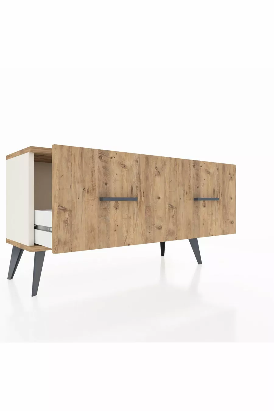 Commode Arges à 2 tiroirs Pierre de lune-Pin