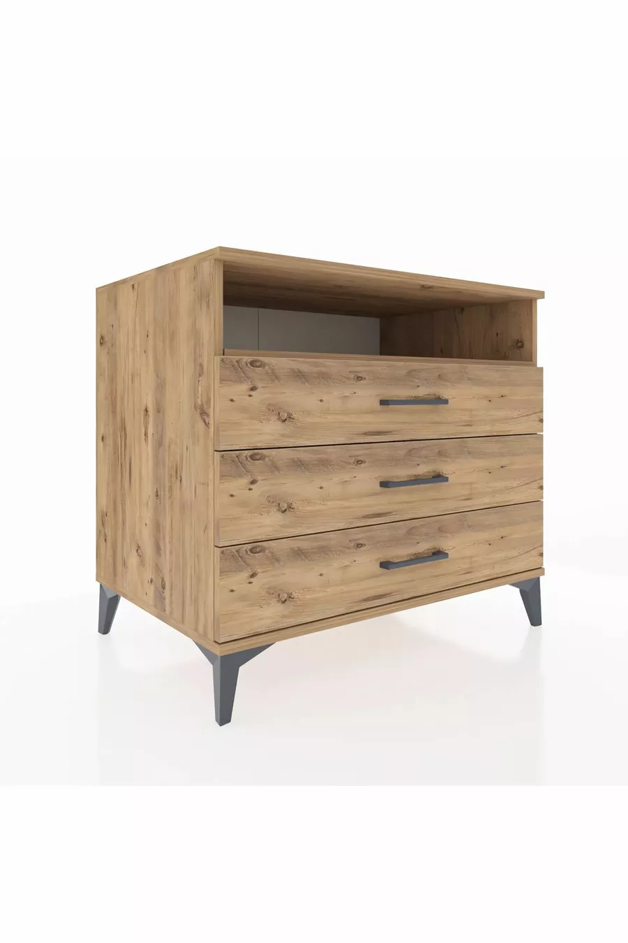Commode Kronos à une étagère et 3 tiroirs en pin-pin