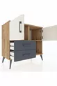 Commode Hyperion 2 étagères 2 tiroirs 2 portes Pin-Marbre/Anthracite