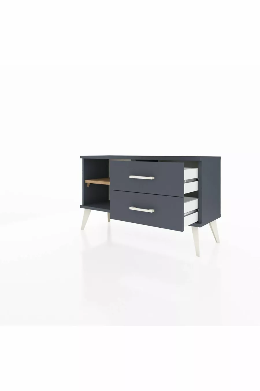 Commode Arges à une étagère et 2 tiroirs Anthracite-Sapin/Anthracite