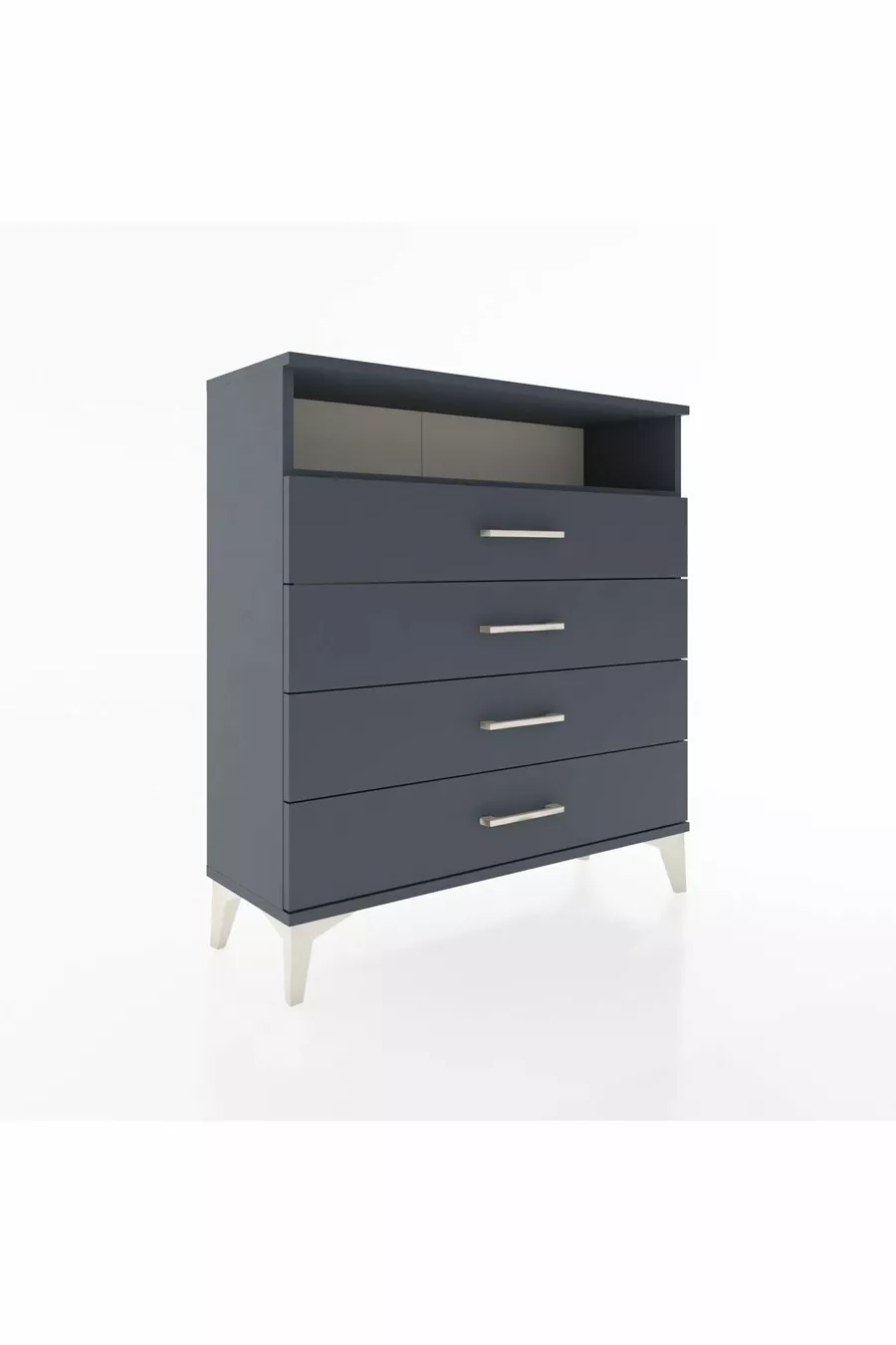 Commode Arges à une étagère et 4 tiroirs Anthracite-Anthracite