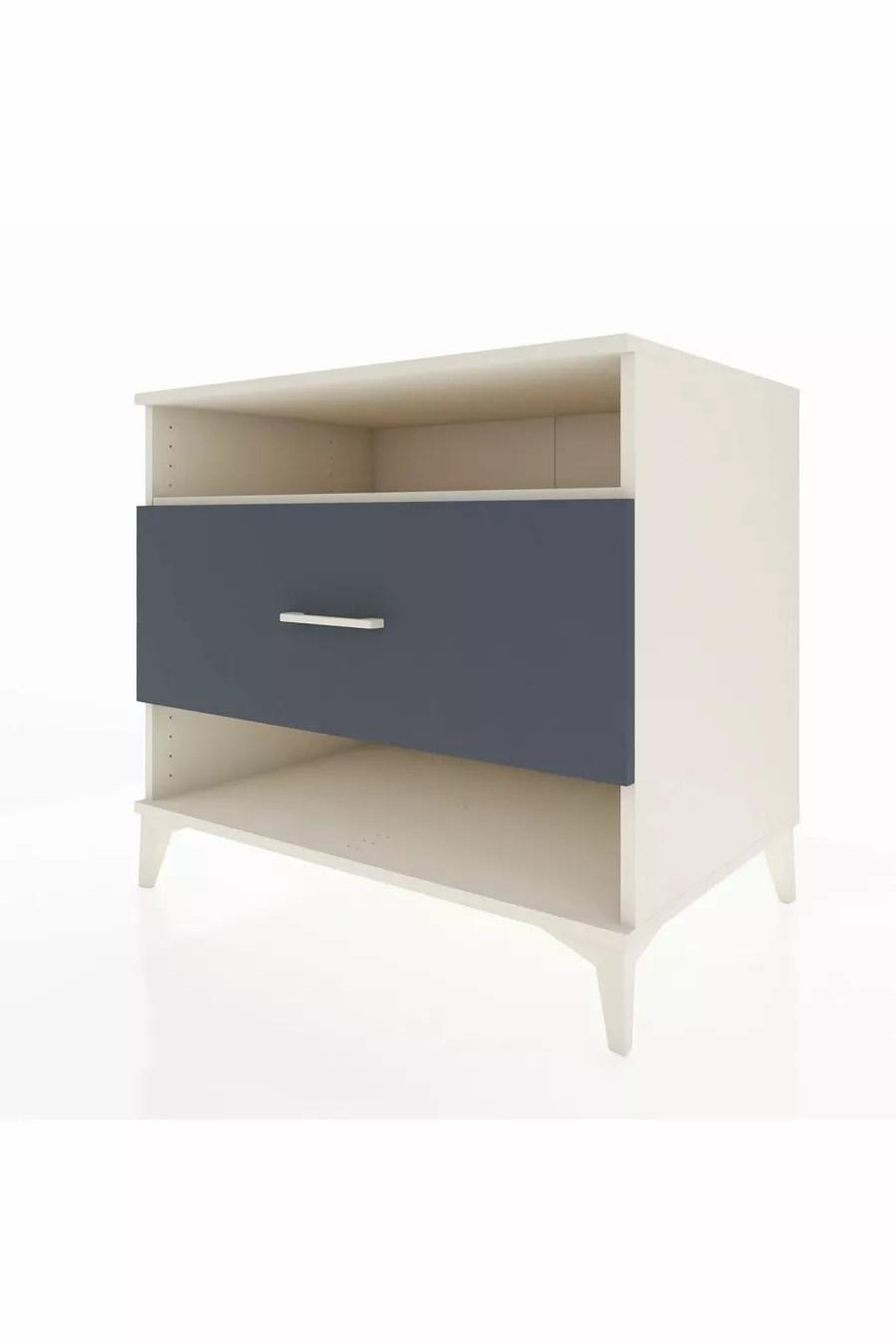 Commode Kronos à une étagère et un tiroir, Pierre de lune-Anthracite
