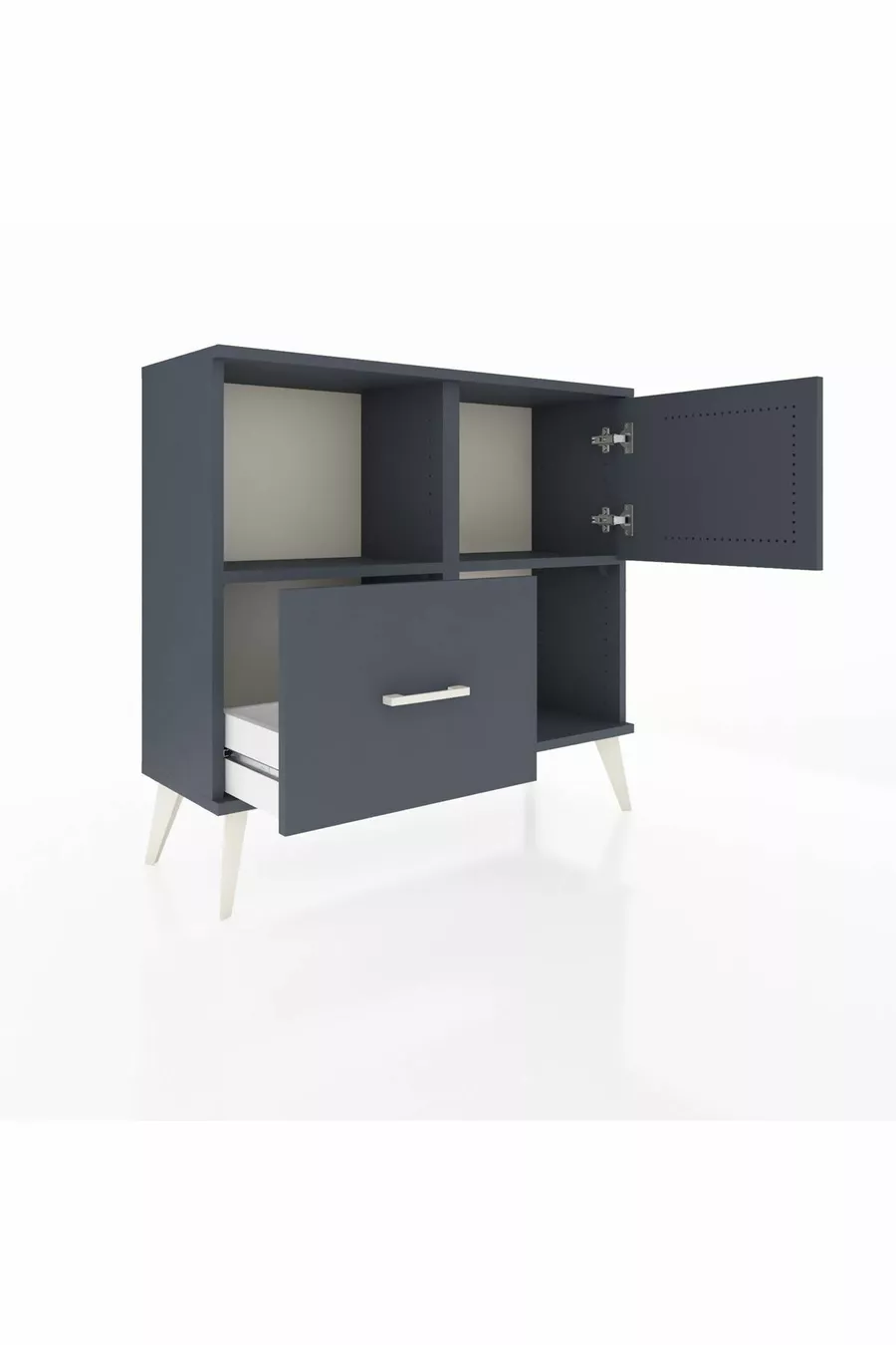 Commode Arges 2 étagères, 1 tiroir, 1 porte, Anthracite-Anthracite