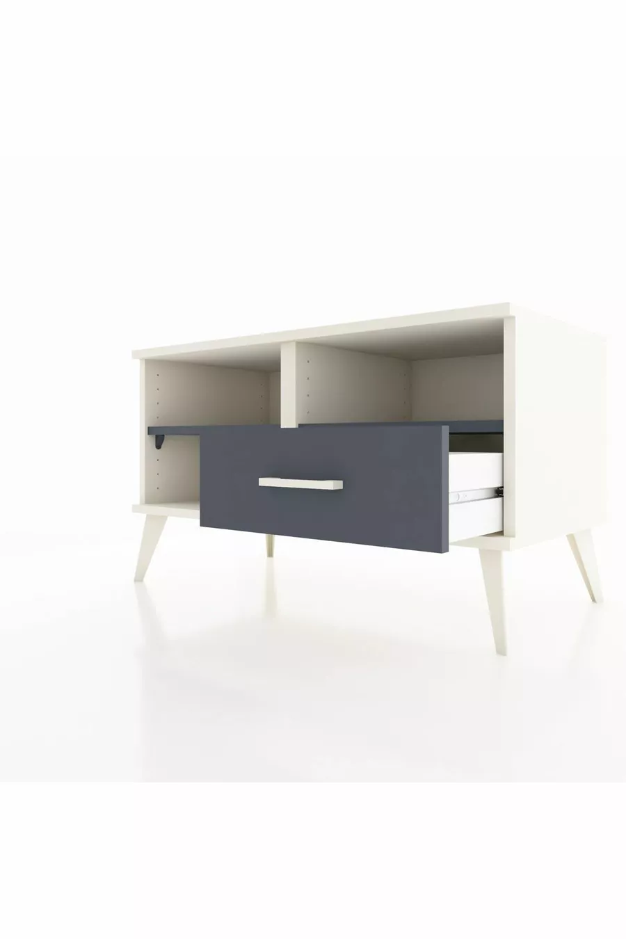 Commode Hyperion 2 étagères 1 tiroir Pierre de lune-Anthracite