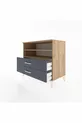 Commode Hyperion 2 étagères 2 tiroirs Pin-Anthracite