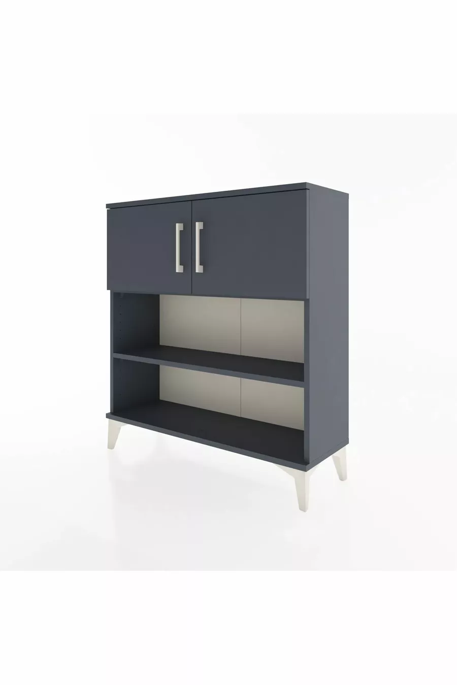Commode Arges 3 étagères 2 portes Anthracite-Anthracite