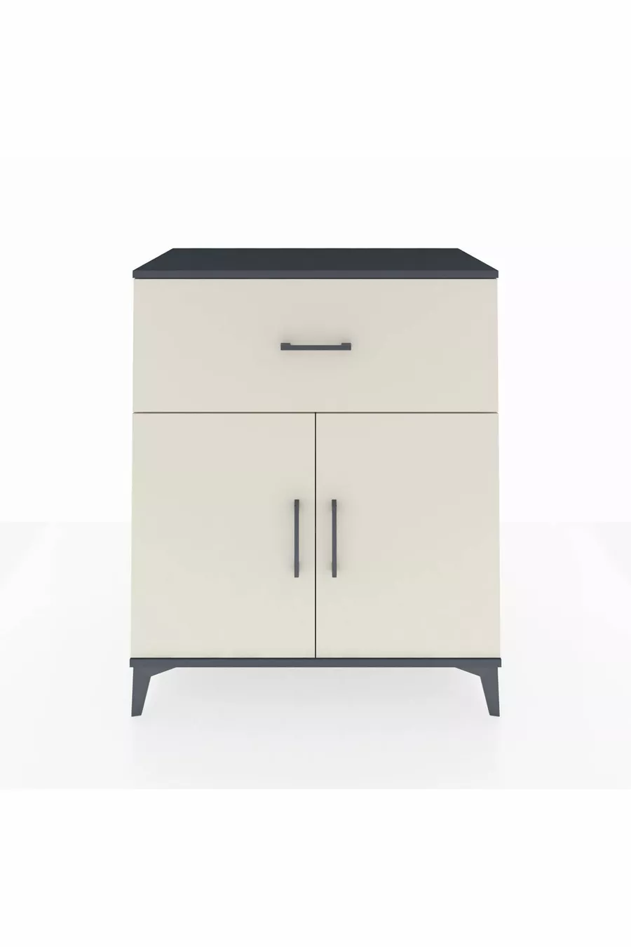 Commode Hyperion à une étagère, un tiroir et deux portes, Anthracite-Patine de pierre