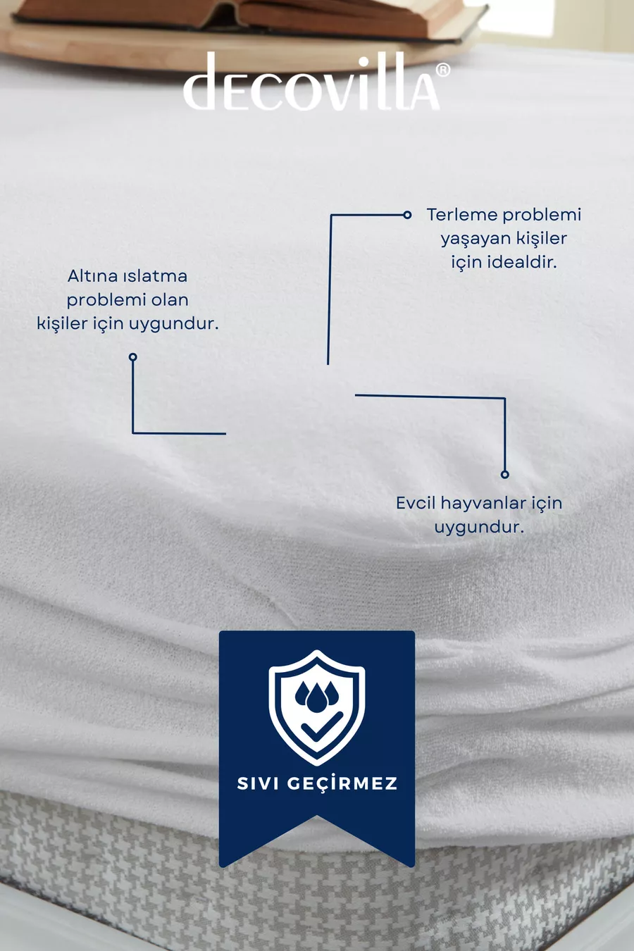 Protège-matelas imperméable à l'eau avec bord complet ajusté en microfibre, drap blanc
