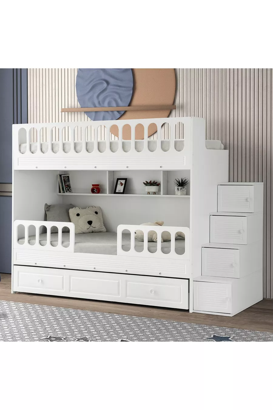 Modèle de Lits Superposés à Volets avec Support en Acier et Double Protection à Revêtement Membrane