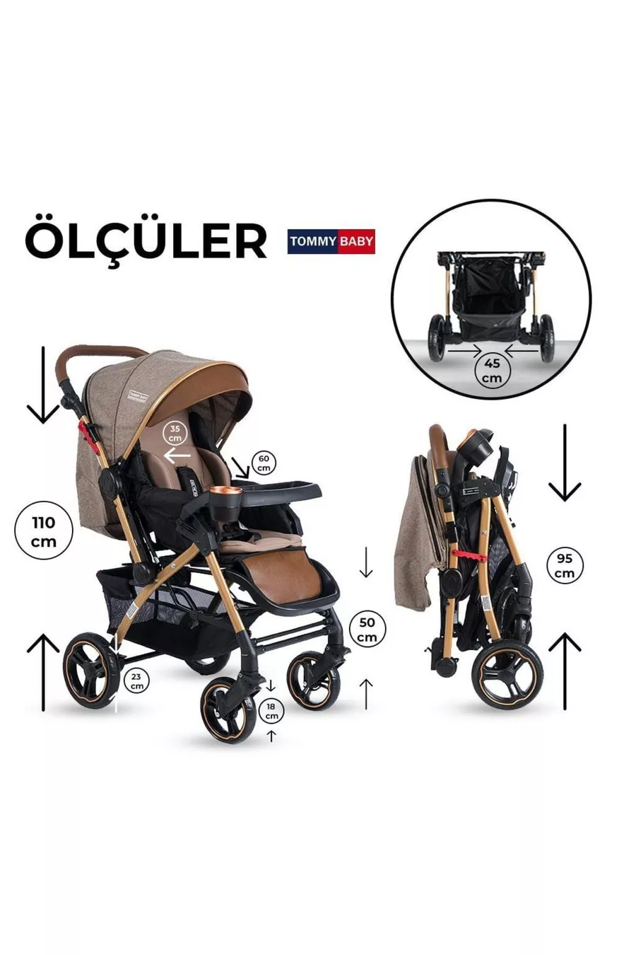 Tornado Plus Gold Poussette de Luxe en Aluminium Réversible