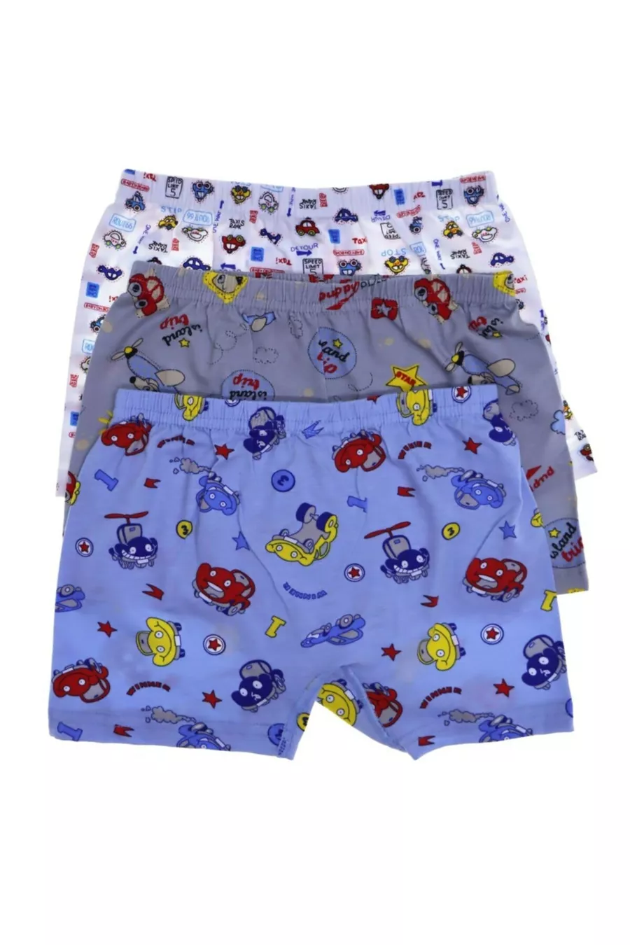 Boxer pour garçon gris en lycra imprimé, lot de 6