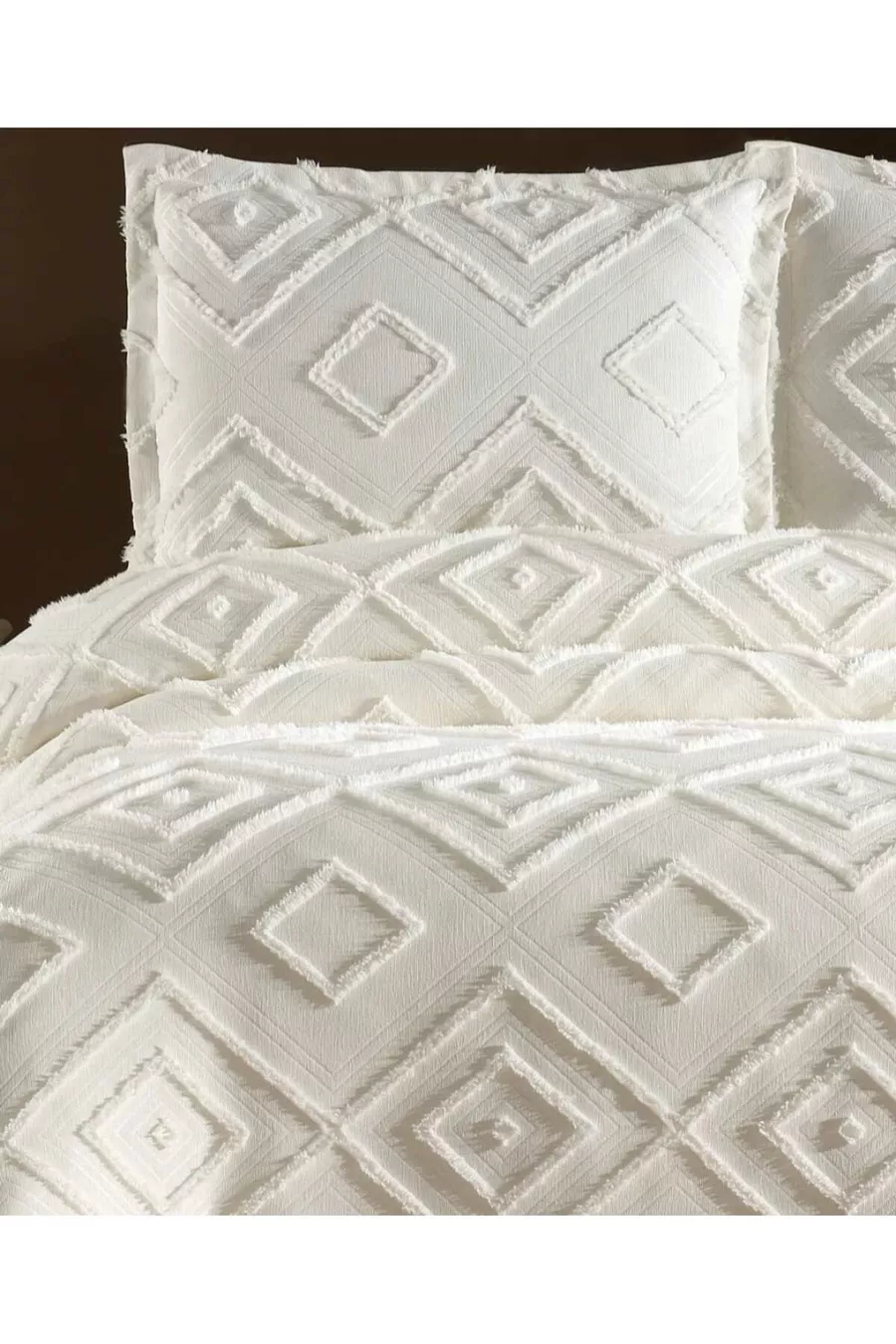 Housse de lit scandinave Jasmin 3 pièces pour lit double crème