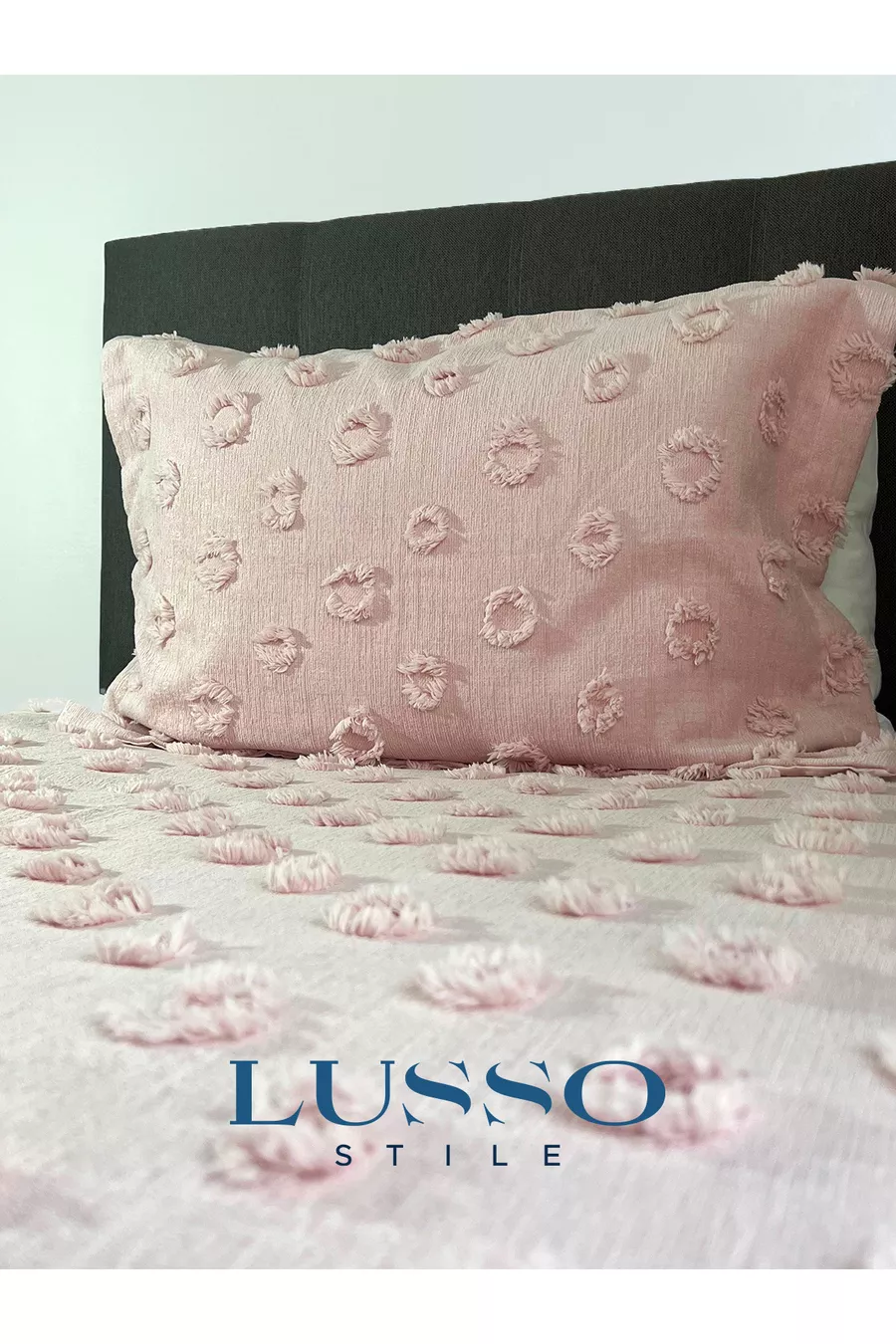 Housse de lit une place Pompon Poudre  et 1 Oreiller Simple